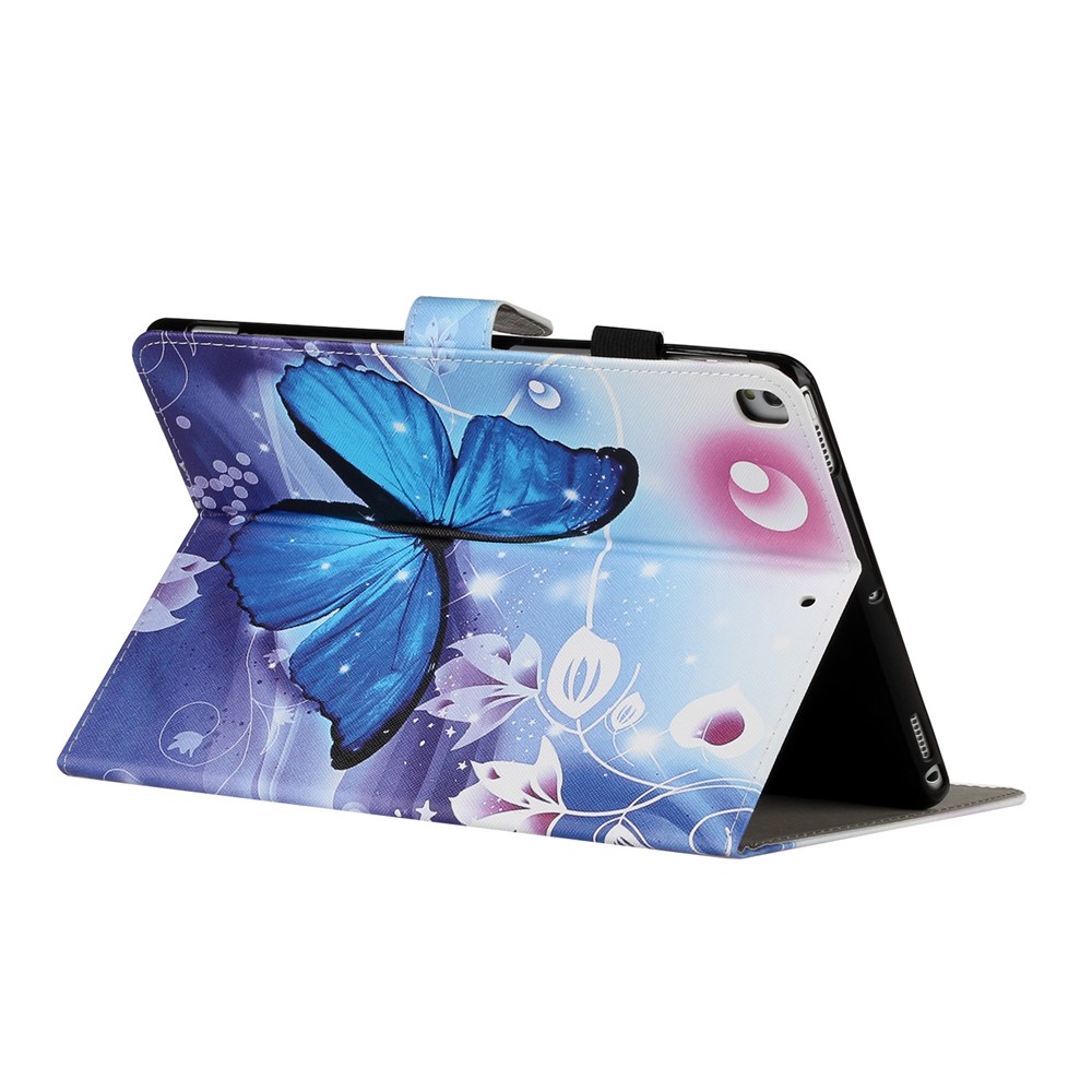 Estuche Para Tarjetas de Cuero de Soporte de Impresión de Patrones Para Ipad 10.2 (2021)/(2020)/(2019)/aire 10.5 Pulgadas (2019) - Mariposa Azul