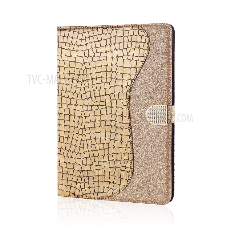 Crocodile Texture Flash Powder Leather Stand Tablet Case with Card Slots for iPad 10.2 (2020)(2019) / iPad Air 10.5-inch (2019) - Gold-1