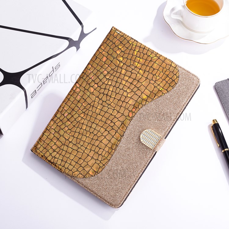 Crocodile Texture Flash Powder Stand Case de Tableta Con Ranuras Para Tarjetas Para Ipad 10.2 (2021)/(2020)/(2019) / Ipad Air 10.5 Pulgadas (2019) - Oro-10