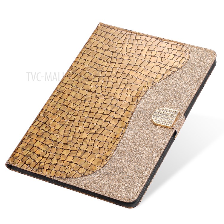 Crocodile Texture Flash Powder Stand Case de Tableta Con Ranuras Para Tarjetas Para Ipad 10.2 (2021)/(2020)/(2019) / Ipad Air 10.5 Pulgadas (2019) - Oro-4