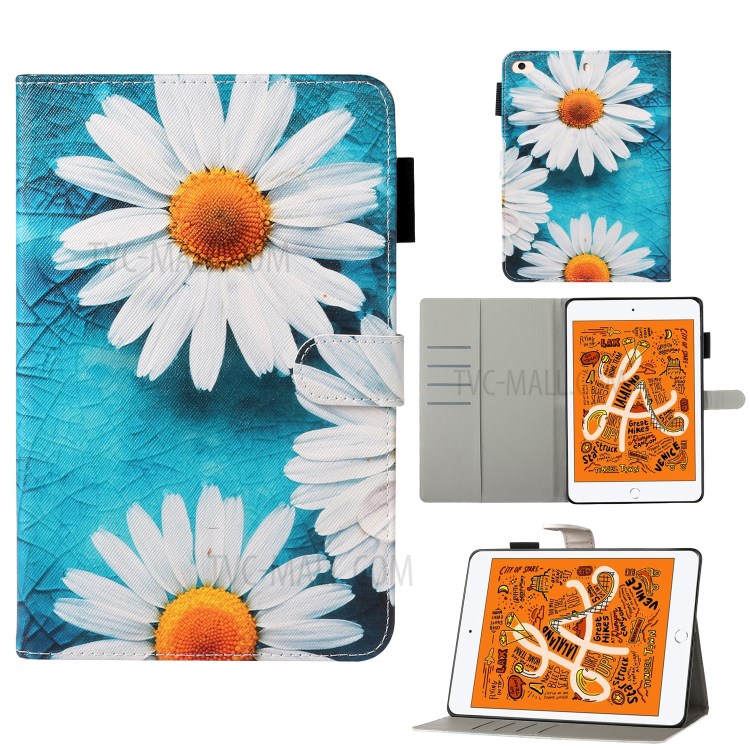 Pattern Printing Leather Wallet Case for iPad mini (2019) 7.9 inch - Daisy Flower-1