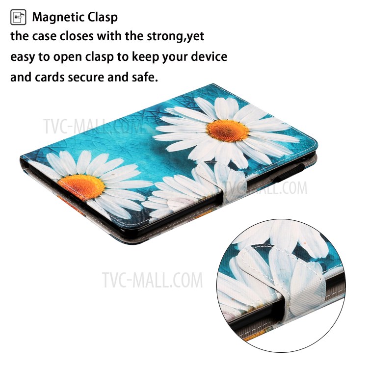 Pattern Printing Leather Wallet Case for iPad mini (2019) 7.9 inch - Daisy Flower-3