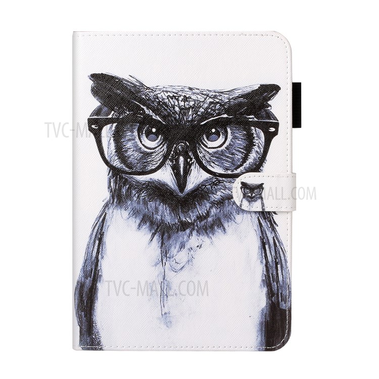 Pattern Printing Leather Wallet Case for iPad mini (2019) 7.9 inch - Owl-1