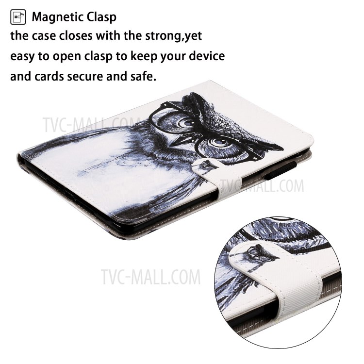 Pattern Printing Leather Wallet Case for iPad mini (2019) 7.9 inch - Owl-3