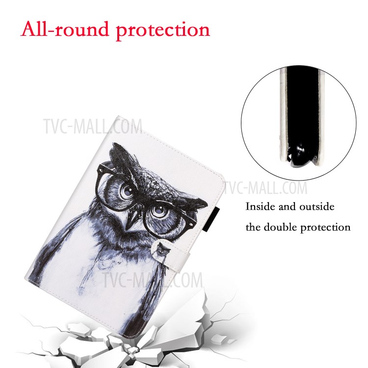 Pattern Printing Leather Wallet Case for iPad mini (2019) 7.9 inch - Owl-4