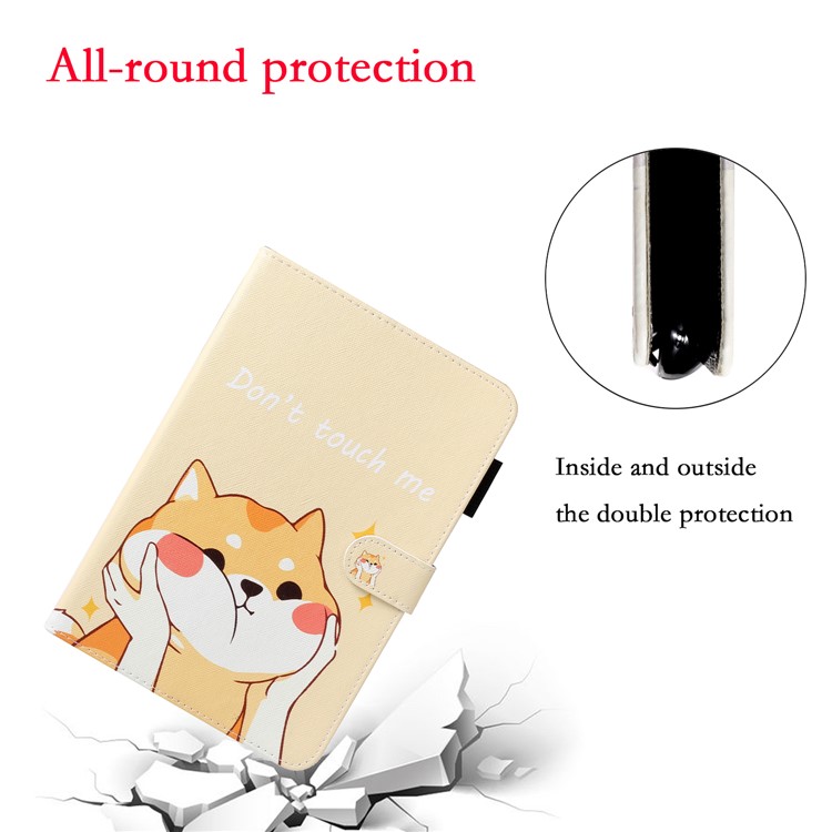 Padrão Printing Leather Wallet Case Para Ipad Mini (2019) 7,9 Polegadas - Cachorro Fofinho-4
