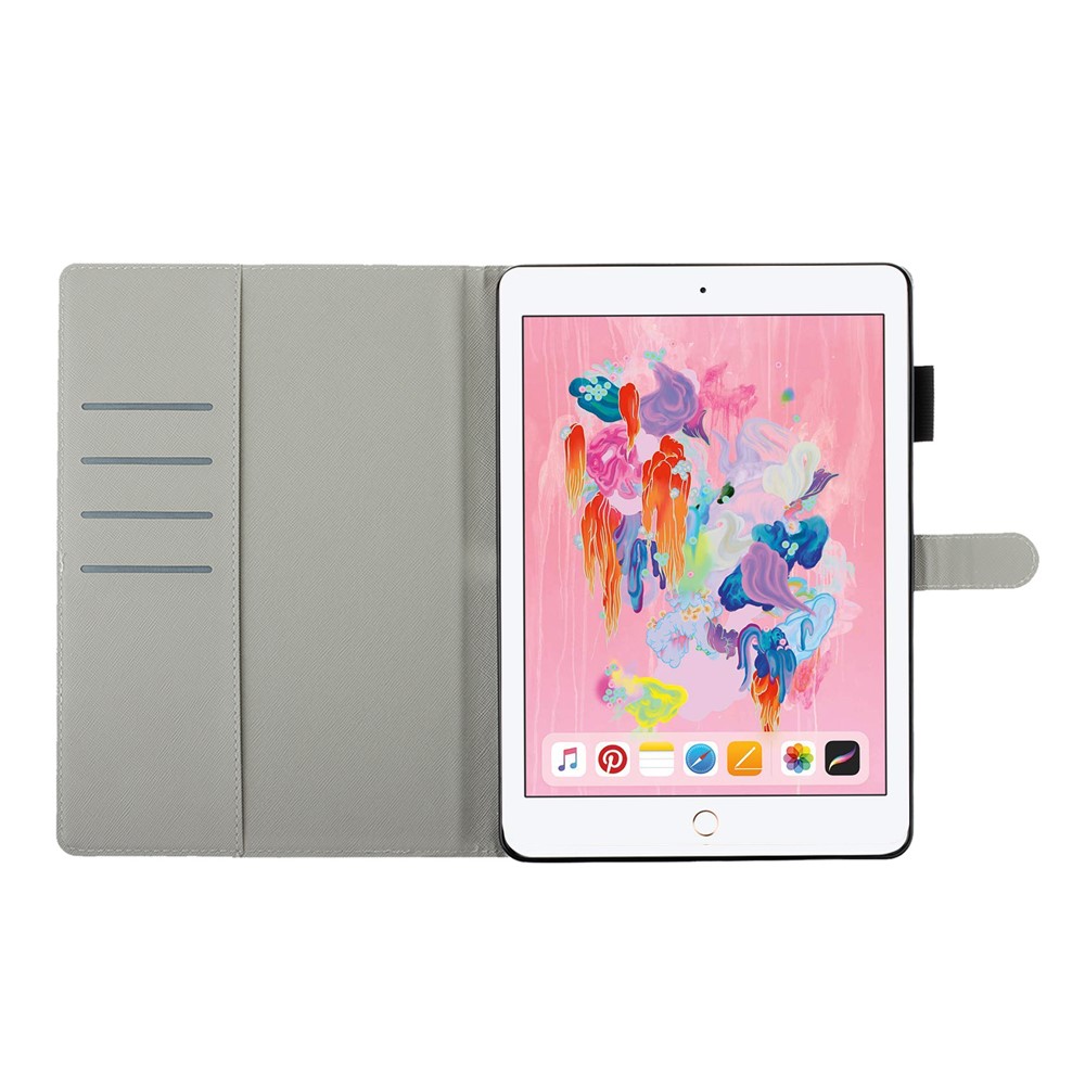 case de billetera de cuero de impresión anti-goteo protegido completo para ipad 9.7 pulgadas (2018) / 9.7 pulgadas (2017) / pro 9.7 pulgadas (2016) / air 2 / air (2013) - pez