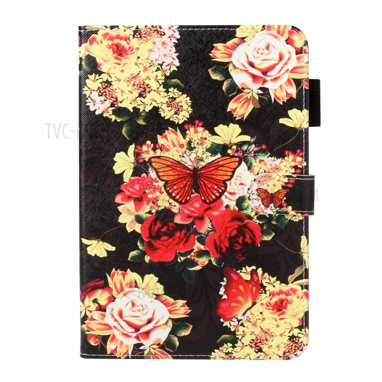 Pattern Printing Leather Wallet Case for iPad 9.7-inch (2018) / 9.7-inch (2017) / Pro 9.7 inch (2016) / Air 2 / Air (2013) - Butterfly and Flower-1