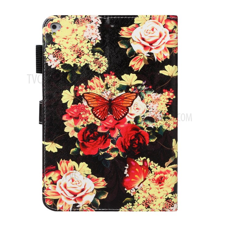 Pattern Printing Leather Wallet Case for iPad 9.7-inch (2018) / 9.7-inch (2017) / Pro 9.7 inch (2016) / Air 2 / Air (2013) - Butterfly and Flower-2