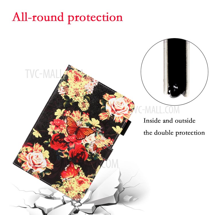 Pattern Printing Leather Wallet Case for iPad 9.7-inch (2018) / 9.7-inch (2017) / Pro 9.7 inch (2016) / Air 2 / Air (2013) - Butterfly and Flower-4