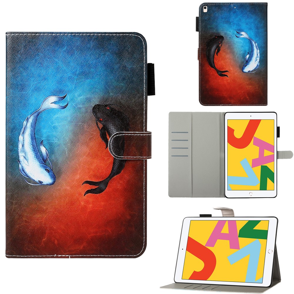 Pattern Printing Leather Wallet Stand Case for iPad 10.2 (2020)(2019) / Air 10.5 inch (2019) - Fish-1