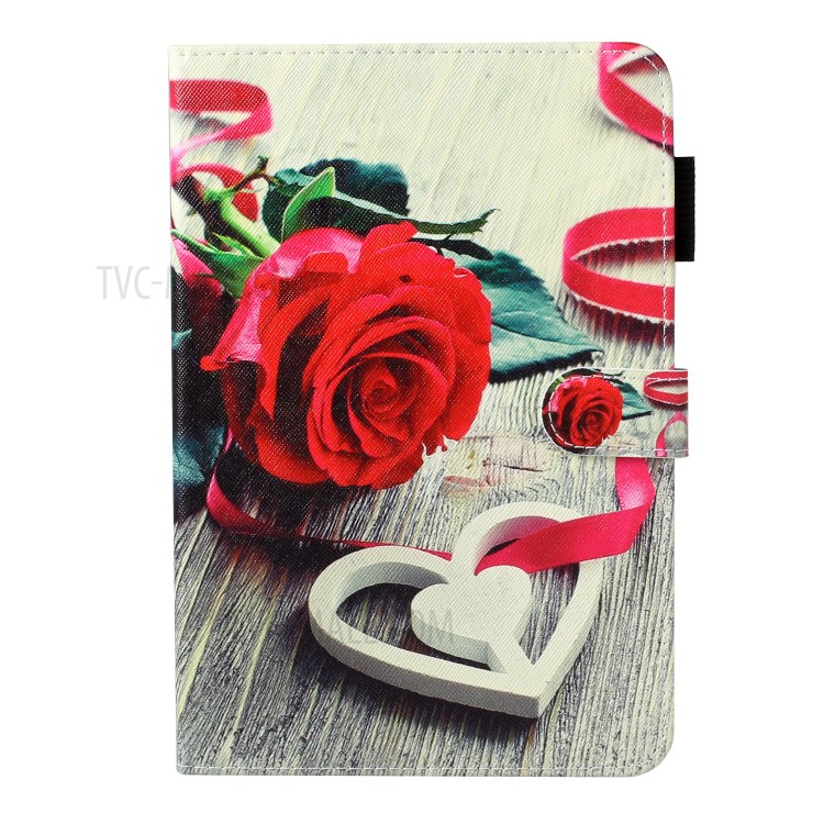 Pattern Printing Leather Wallet Stand Case for iPad 10.2 (2020)(2019) / Air 10.5 inch (2019) - Red Rose and Heart-1