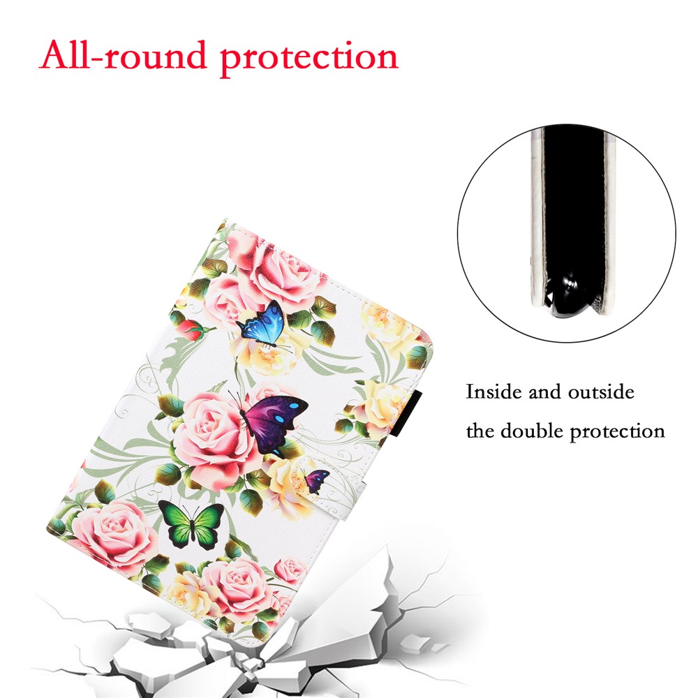 Pattern Printing Leather Wallet Stand Case for iPad 10.2 (2020)(2019) / Air 10.5 inch (2019) - Pink Flower-4