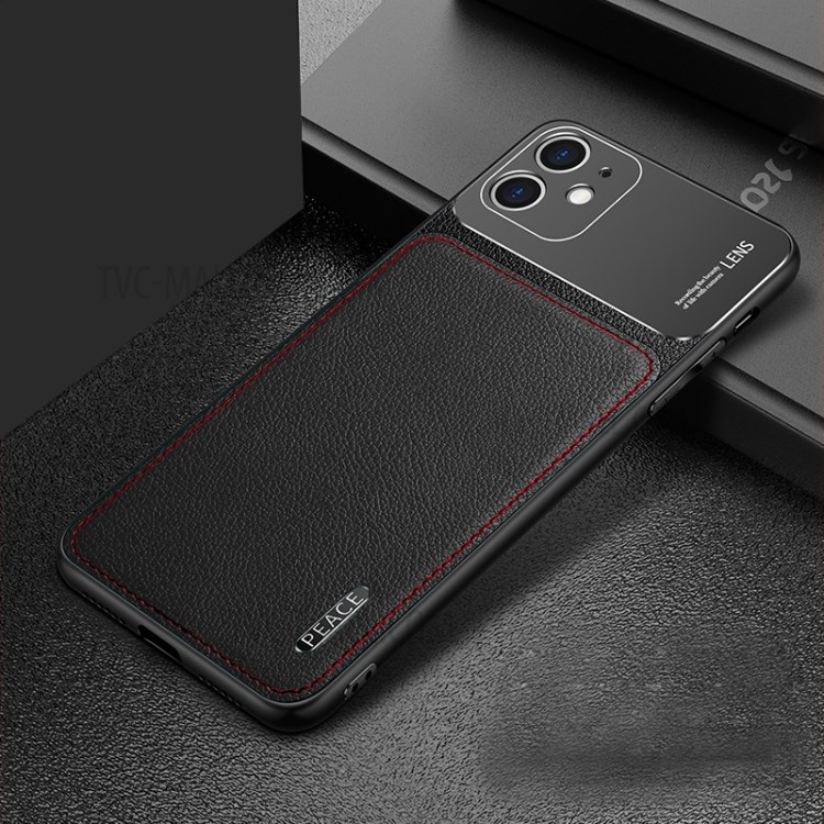 PC+PU Leather with Matte Metal Back Stylish Case for iPhone 11 6.1 inch - Black-1