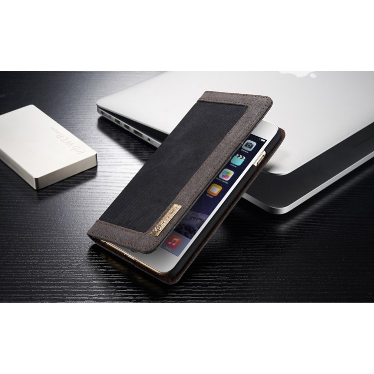 CASEME Canvas Skin Wallet Stand Leather Case for iPhone 6s 6 4.7 inch - Black-12