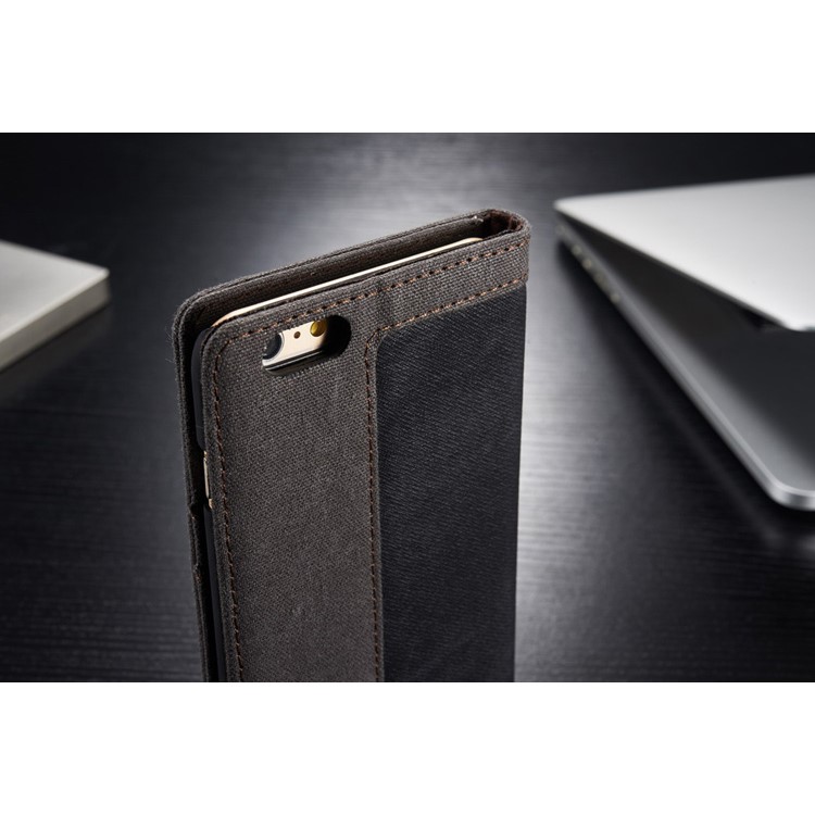 CASEME Canvas Skin Wallet Stand Leather Case for iPhone 6s 6 4.7 inch - Black-13