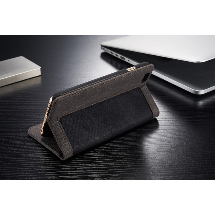 CASEME Canvas Skin Wallet Stand Leather Case for iPhone 6s 6 4.7 inch - Black-14