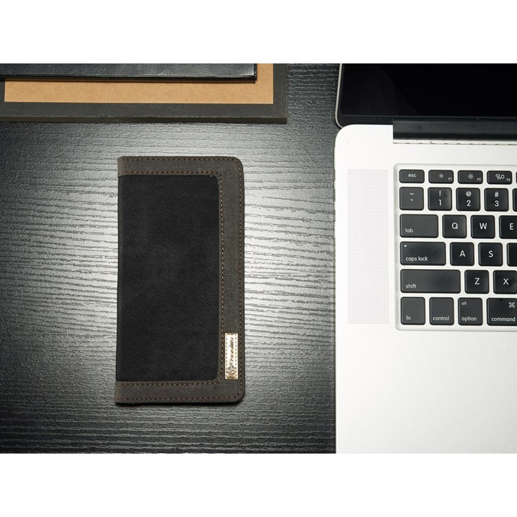 CASEME Canvas Skin Wallet Stand Leather Case for iPhone 6s 6 4.7 inch - Black-3