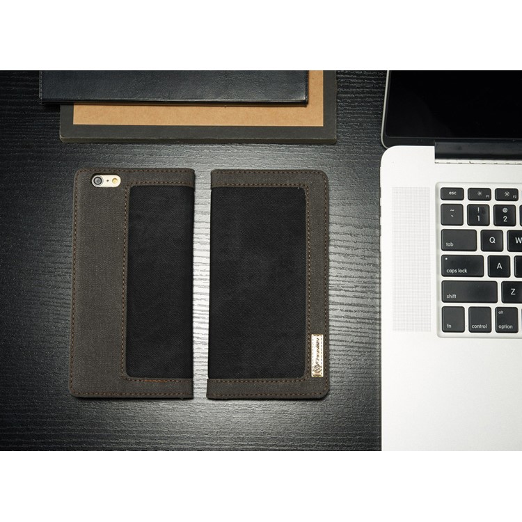 CASEME Canvas Skin Wallet Stand Leather Case for iPhone 6s 6 4.7 inch - Black-4
