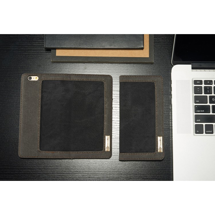 CASEME Canvas Skin Wallet Stand Leather Case for iPhone 6s 6 4.7 inch - Black-5