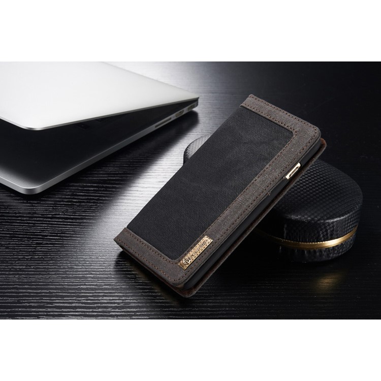 CASEME Canvas Skin Wallet Stand Leather Case for iPhone 6s 6 4.7 inch - Black-7