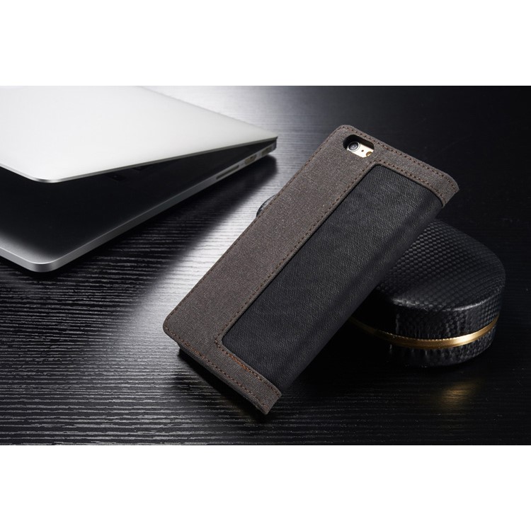 CASEME Canvas Skin Wallet Stand Leather Case for iPhone 6s 6 4.7 inch - Black-8