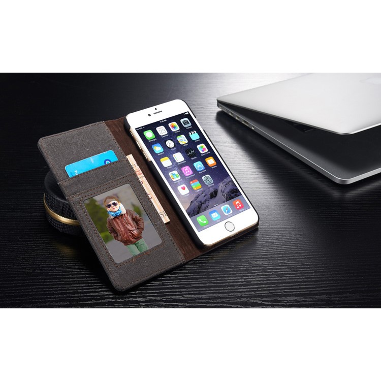 CASEME Canvas Skin Wallet Stand Leather Case for iPhone 6s 6 4.7 inch - Black-9