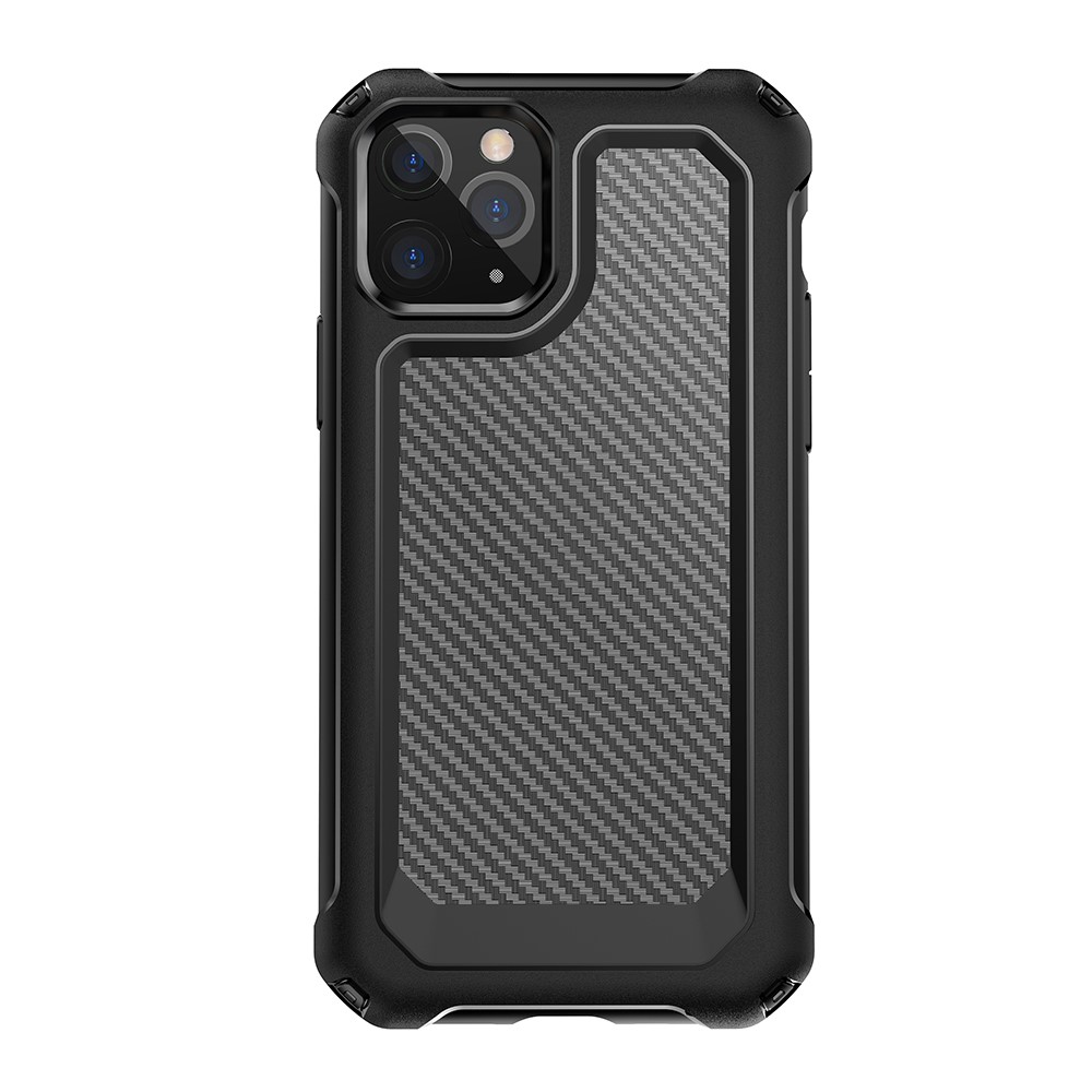 Kohlefaser Textur PC + TPU Combo -hülle Für Iphone 11 Pro Max 6,5 Zoll - Schwarz