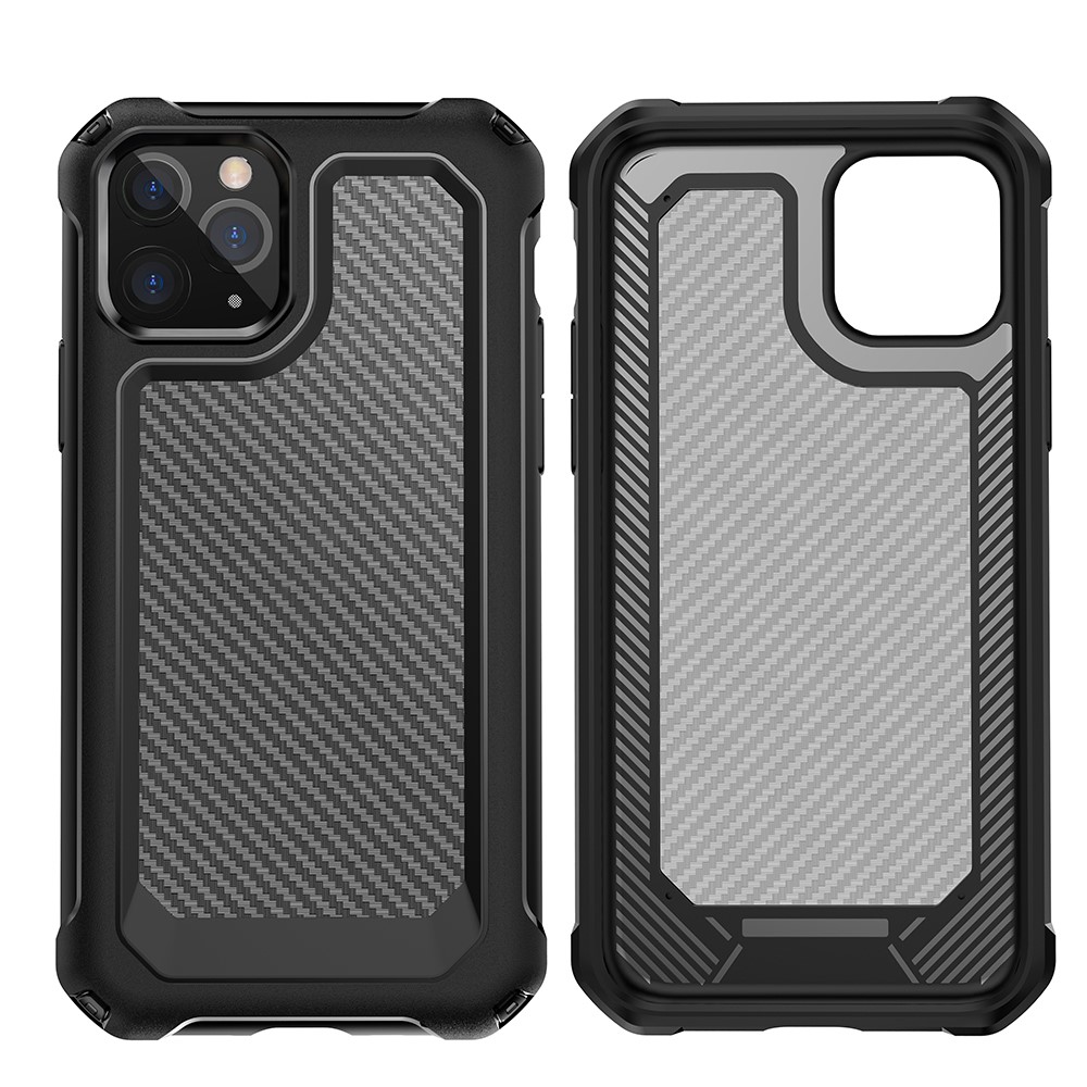 Custodia Combo TPU in Fibra di Carbonio PC + TPU Per Iphone 11 Pro Max 6,5 Pollici - Nero