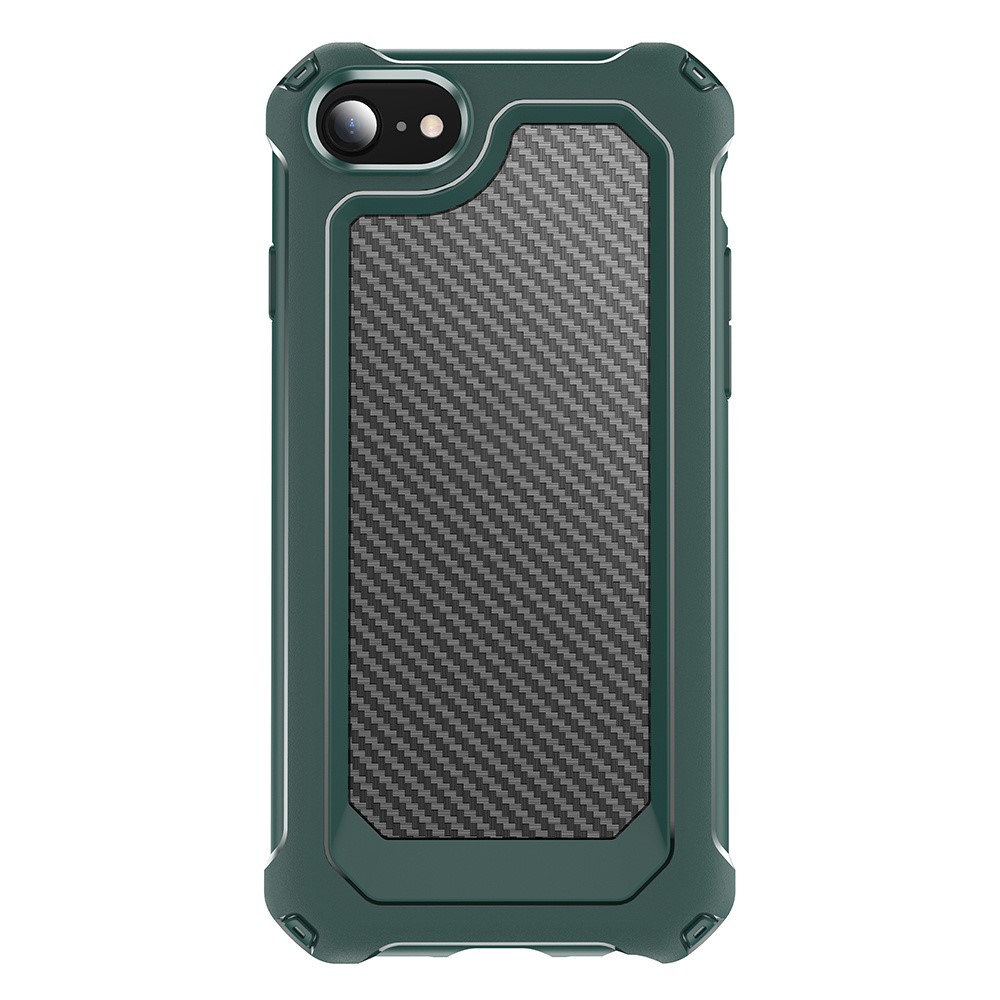 Carbon Fiber Texture PC + TPU Hybrid Phone Case for iPhone 7/8/SE (2nd Generation) - Green-1