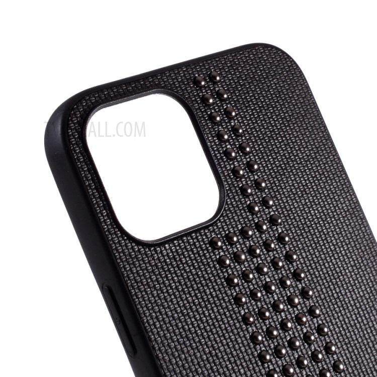 PU Leather Coated TPU PC Back Case for iPhone 12 Pro Max 6.7 inch - Black-2