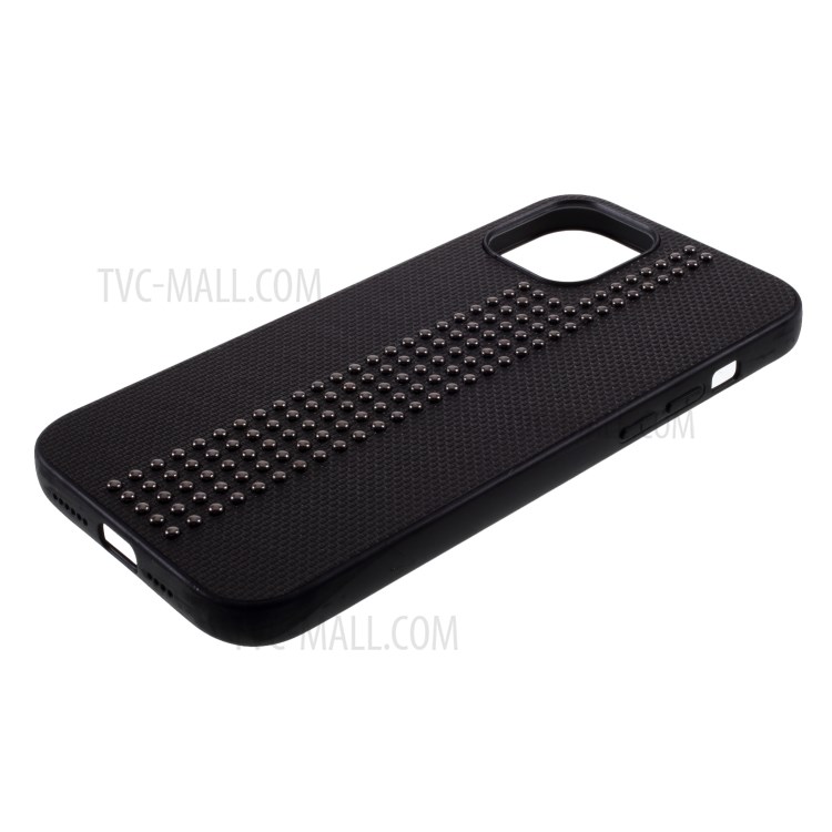 PU Leather Coated TPU PC Back Case for iPhone 12 Pro Max 6.7 inch - Black-4