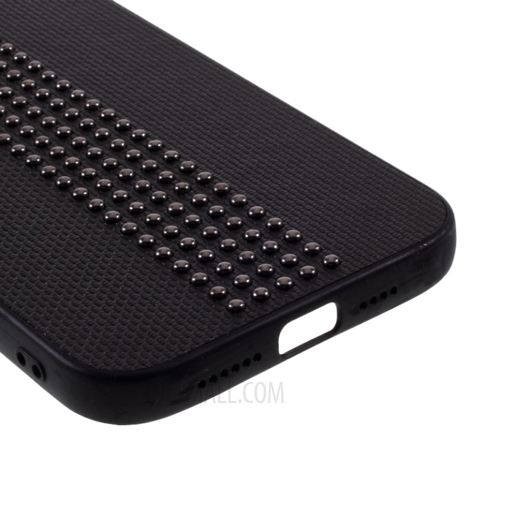 PU Leather Coated TPU PC Back Case for iPhone 12 Pro Max 6.7 inch - Black-5