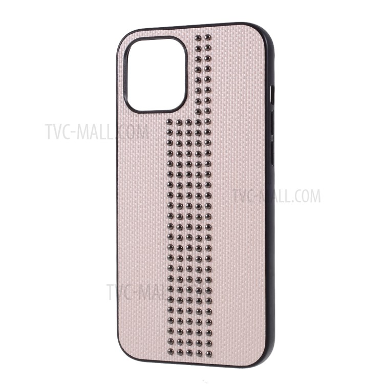 PU Leather Coated TPU PC Back Case for iPhone 12 Pro Max 6.7 inch - Beige-2