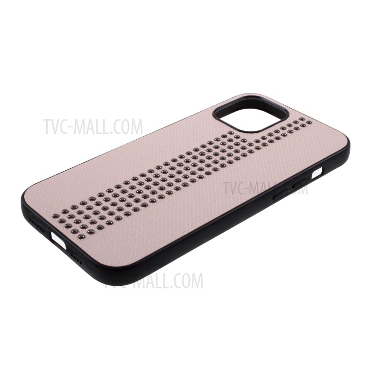 PU Leather Coated TPU PC Back Case for iPhone 12 Pro Max 6.7 inch - Beige-3