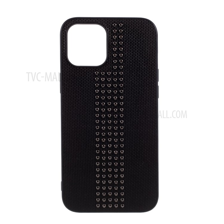 Rivet Style PU Leather with TPU PC Cover for iPhone 12 Max 6.1 inch - Black-1