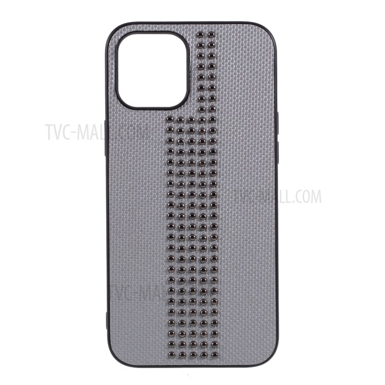 Rivet Style PU Leather with TPU PC Cover for iPhone 12 - Grey-1