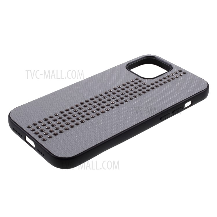 Rivet Style PU Leather with TPU PC Cover for iPhone 12 - Grey-2