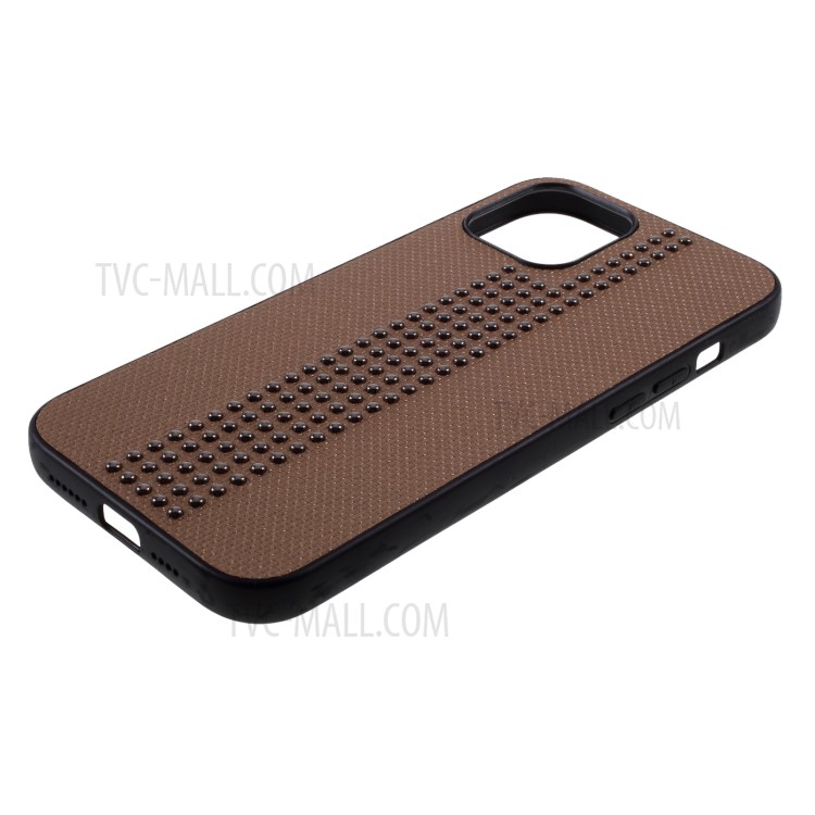 Rivet Style PU Leather with TPU PC Cover for iPhone 12 Max 6.1 inch - Brown-2