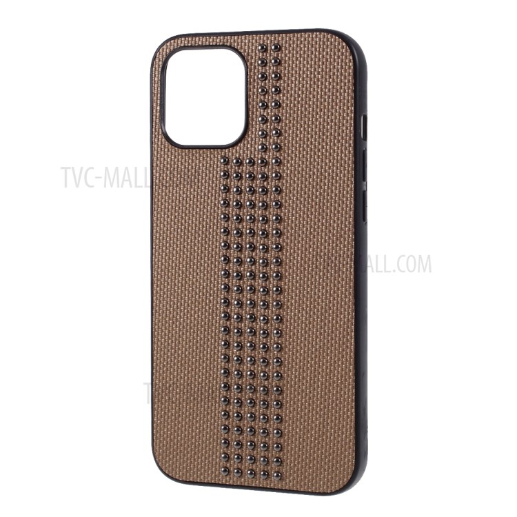 Rivet Style PU Leather with TPU PC Cover for iPhone 12 Max 6.1 inch - Brown-4