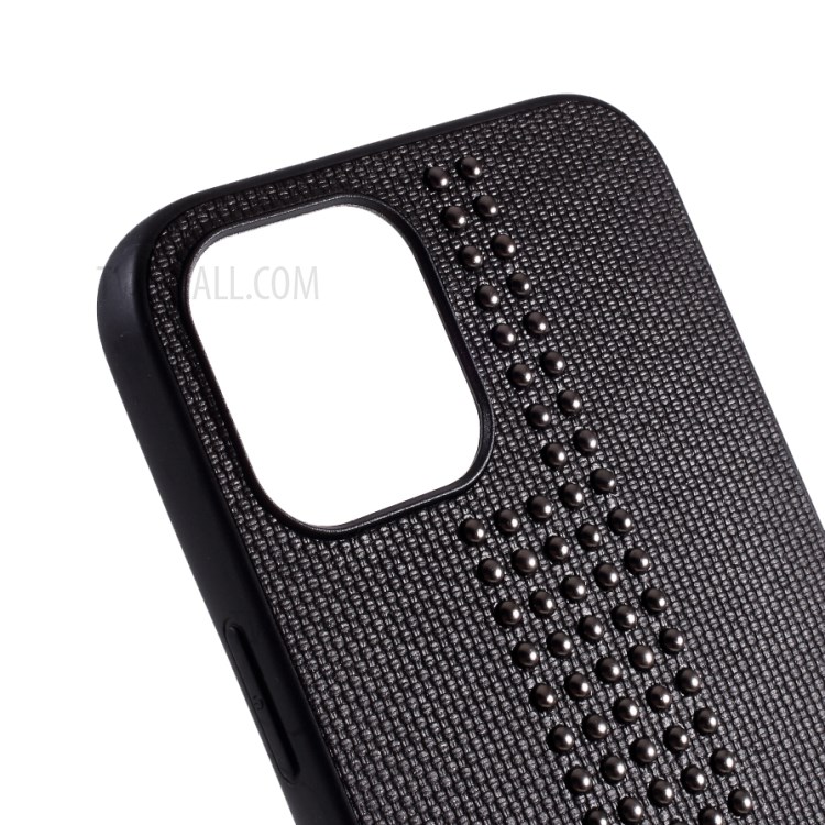 Estilo Rebite Couro PU Revestido Cobertura TPU PC Para Iphone 12 5,4 Polegadas - Preto-2