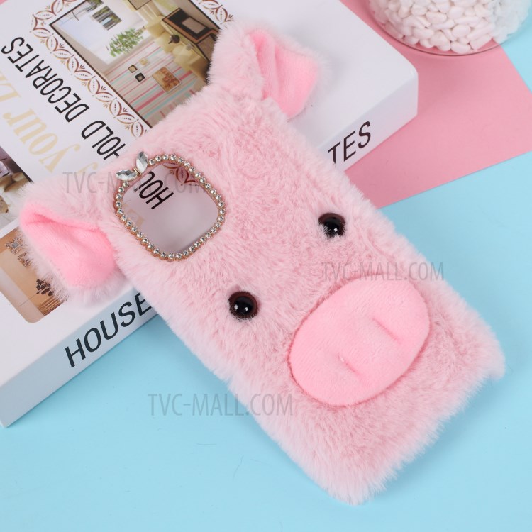 Pig Shaped Fur Coated Soft TPU Phone Casing Cover for Apple iPhone 12 5.4 inch - Pink-1