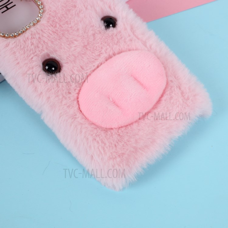 Pig Shaped Fur Coated Soft TPU Phone Casing Cover for Apple iPhone 12 5.4 inch - Pink-3