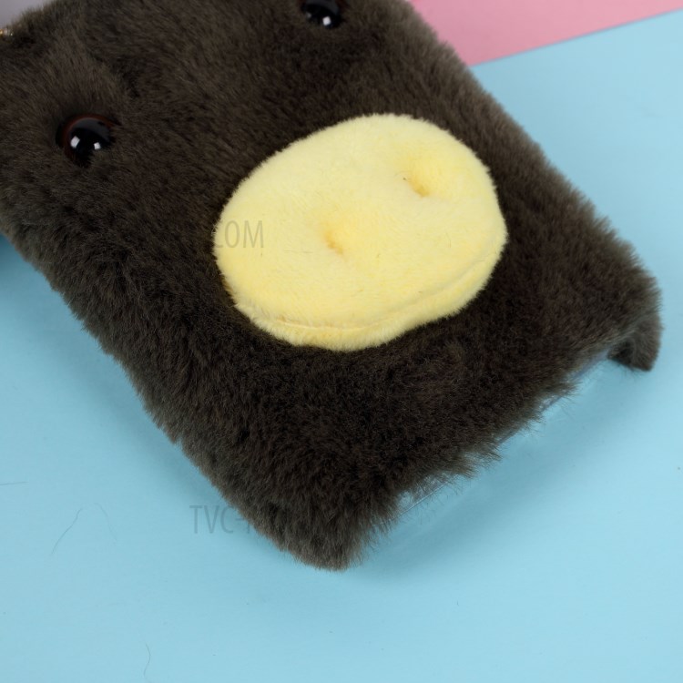 Pig Shaped Fur Coated Soft TPU Phone Casing Cover for Apple iPhone 12 5.4 inch - Green-3