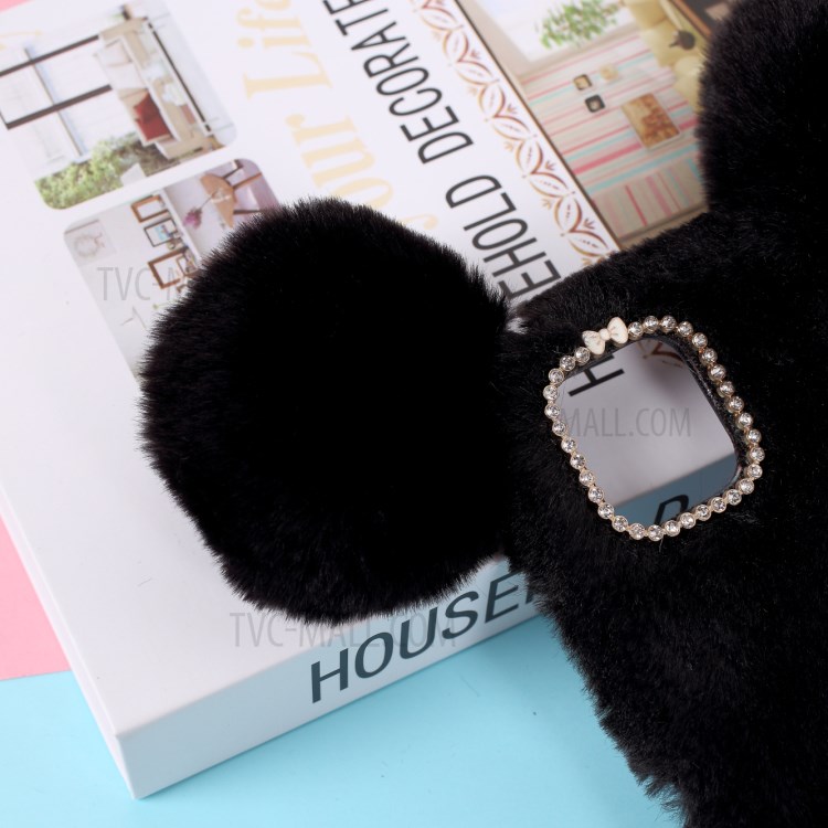 Mouse Shaped Fur Coated Soft TPU Cover for iPhone 12 5.4 inch - Black-4