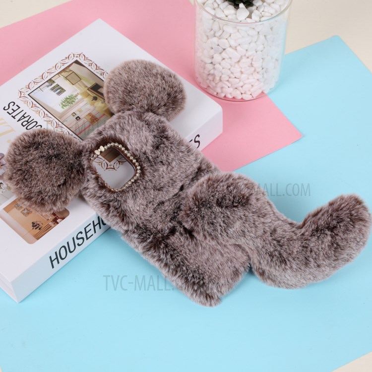 Mouse Shaped Fur Coated Soft TPU Cover for iPhone 12 5.4 inch - Coffee-1