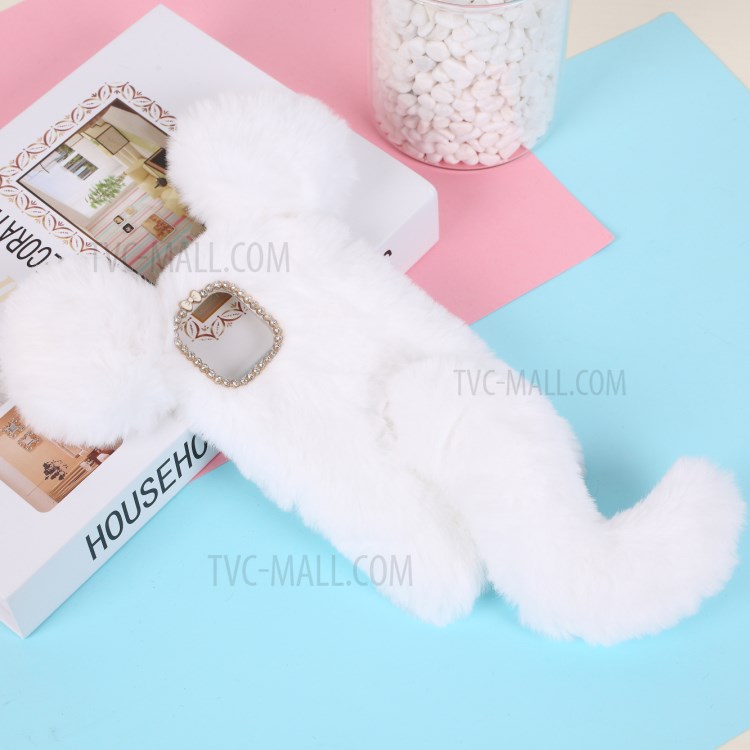 Mouse Shaped Fur Coated Soft TPU Cover for iPhone 12 5.4 inch - White-1