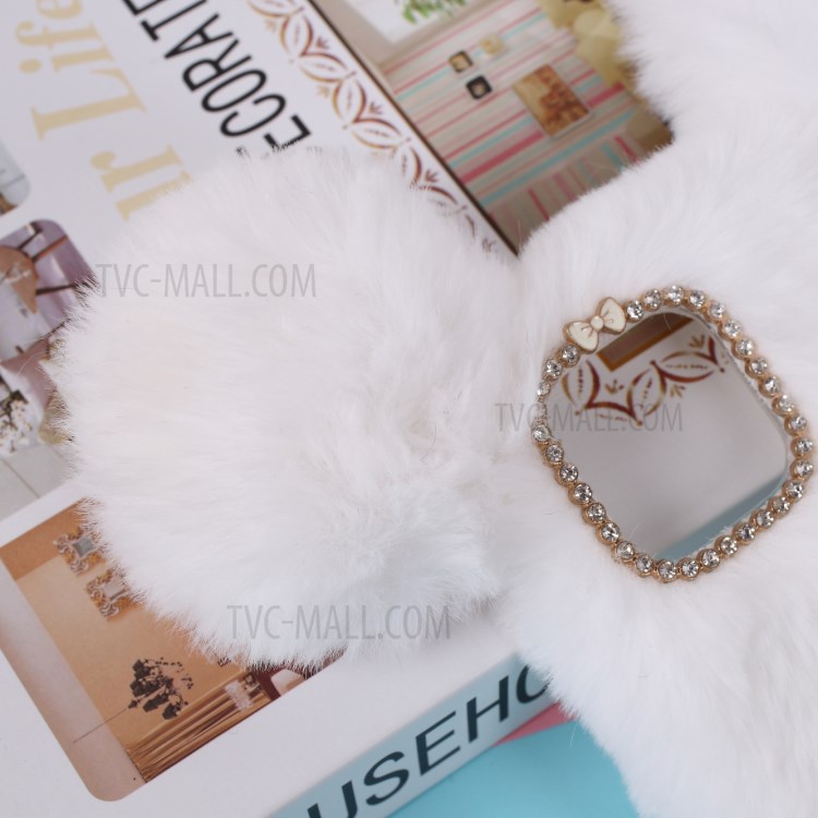 Mouse Shaped Fur Coated Soft TPU Cover for iPhone 12 5.4 inch - White-2