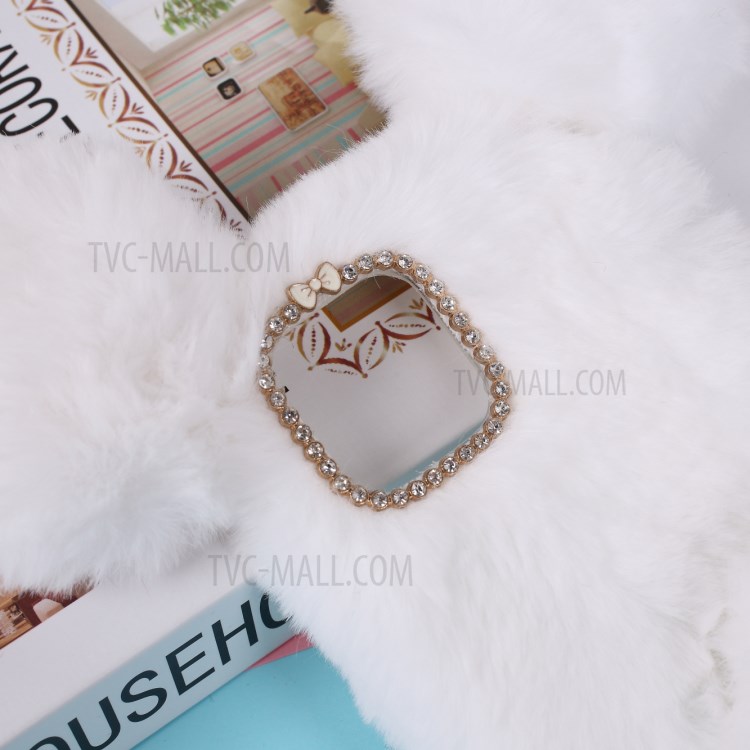 Mouse Shaped Fur Coated Soft TPU Cover for iPhone 12 5.4 inch - White-3