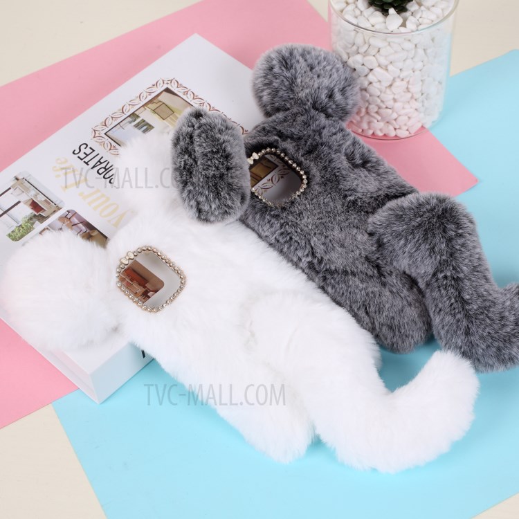 Mouse Shaped Fur Coated Soft TPU Cover for iPhone 12 5.4 inch - White-5